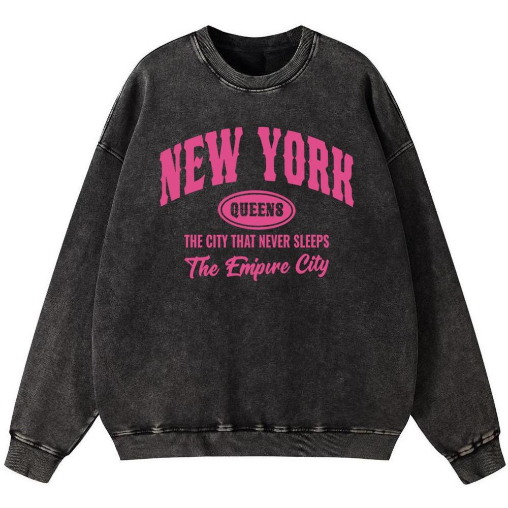 New Yori Nyc 1985 City Graphic Women Vintage Washed Cotton Sweatshirt Harajuku Thin style Fashion Hoodies Tops