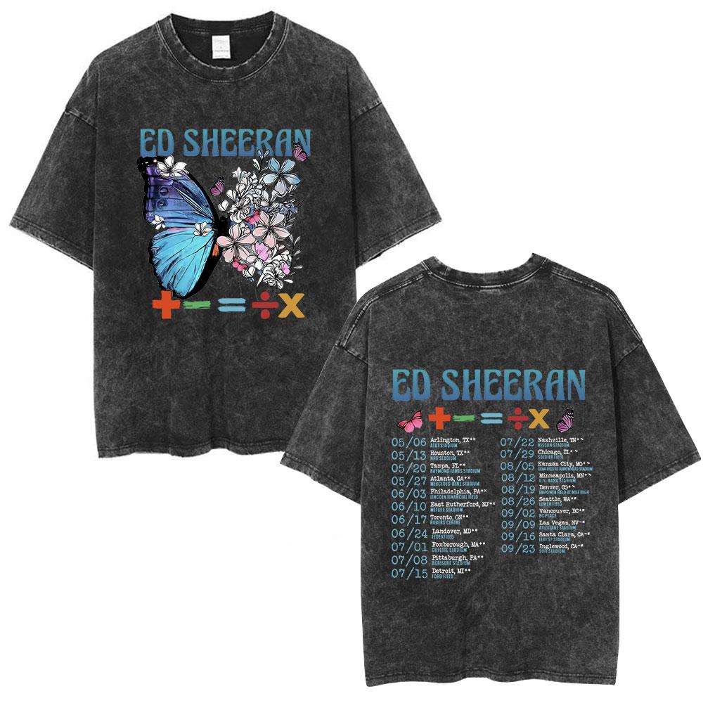 Ed Sheeran Mathematics Tour Concert Vintage Washed T Shirts Men Women Fashion Harajuku Tshirts 100 Cotton Casual Loose Tshirt