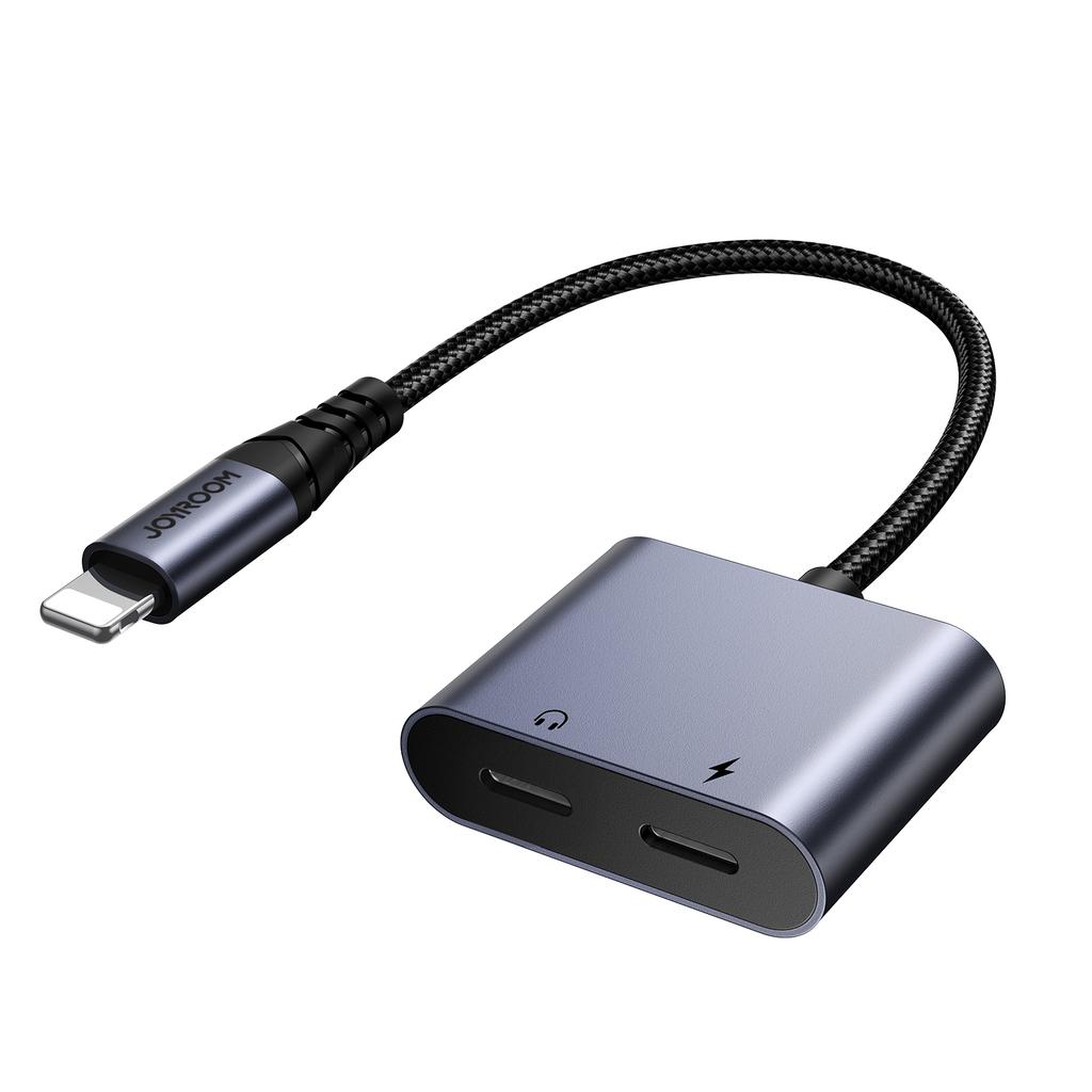 2in1 Adapter for iPhone charger + Lightning headphones / 2x Lightning black