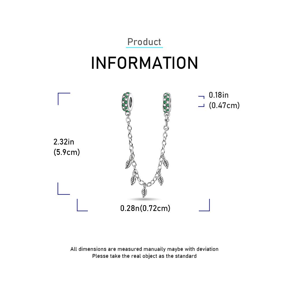 Charms Copper Green Leaf Safety Chain Dangle Pendant Fit Bangle Bracelet Necklace Diy Jewelry
