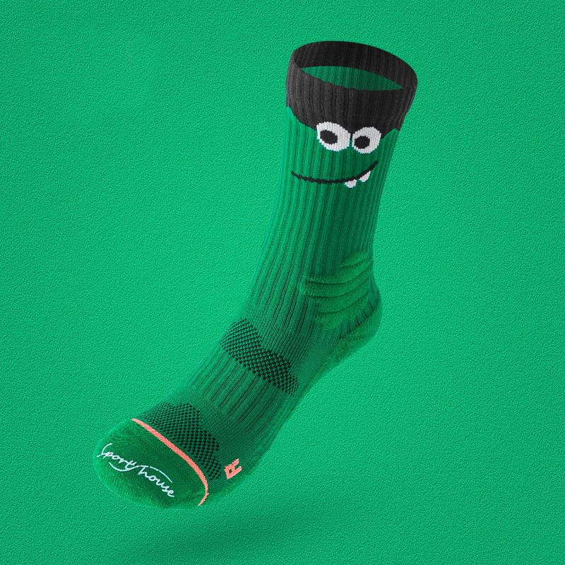 SPORT'S HOUSE Women's mid-tube sports socks Cartoon cartoon towel bottom non-slip outdoor mountain climbing riding tide socks