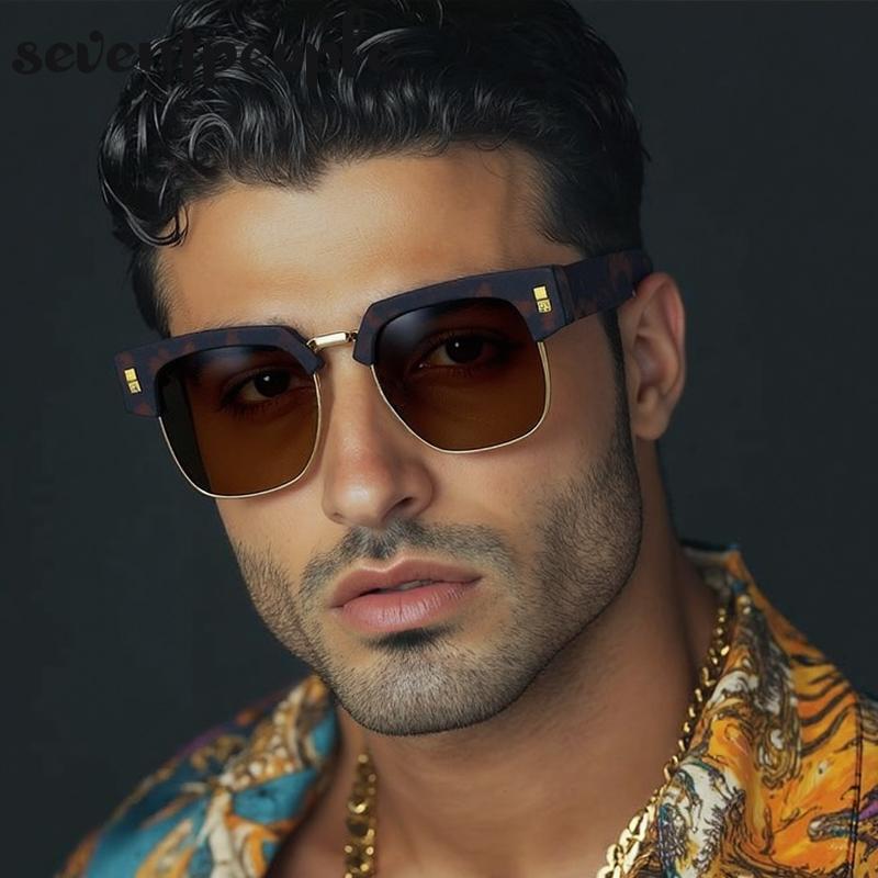 Vintage Oversized Square Sunglasses Men Luxury Brand Classic Outdoor Driving Punk Sun Glasses For Male Trendy Shades UV400