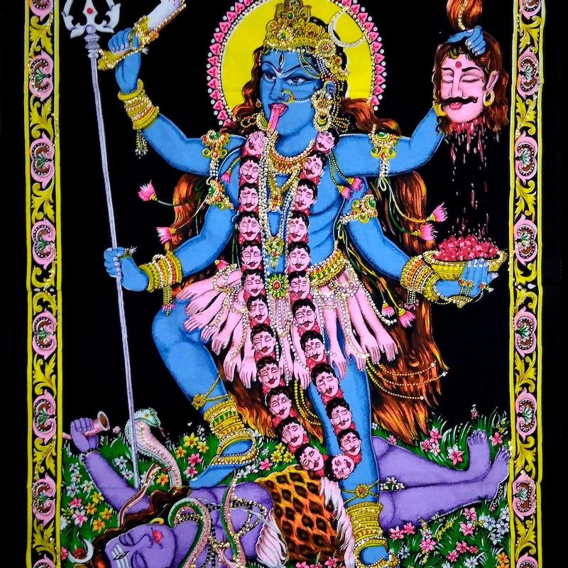 The tapestry mentions the Indian goddess Siken. 75x100