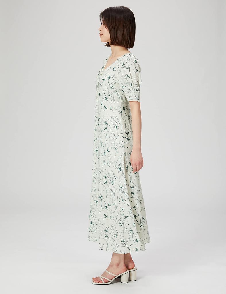 FRAY I.D. Women's Line Flower Sleeve Tuck Dress FWFO221043 IVR 0