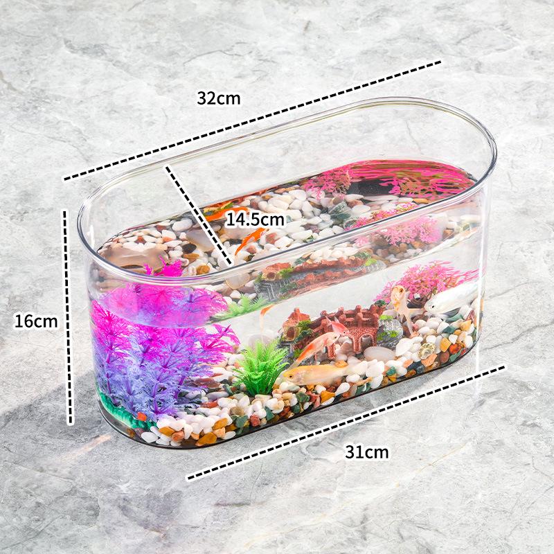 Clear Oval Desktop Fish Tank & Turtle Habitat Ornament