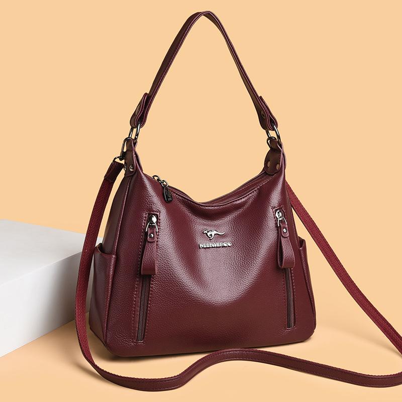 Weiche Lederschultertasche, Mom Bag, Große Kapazität Tote Bag, Umhängetasche, Vielseitige Tasche mit Großer Kapazität