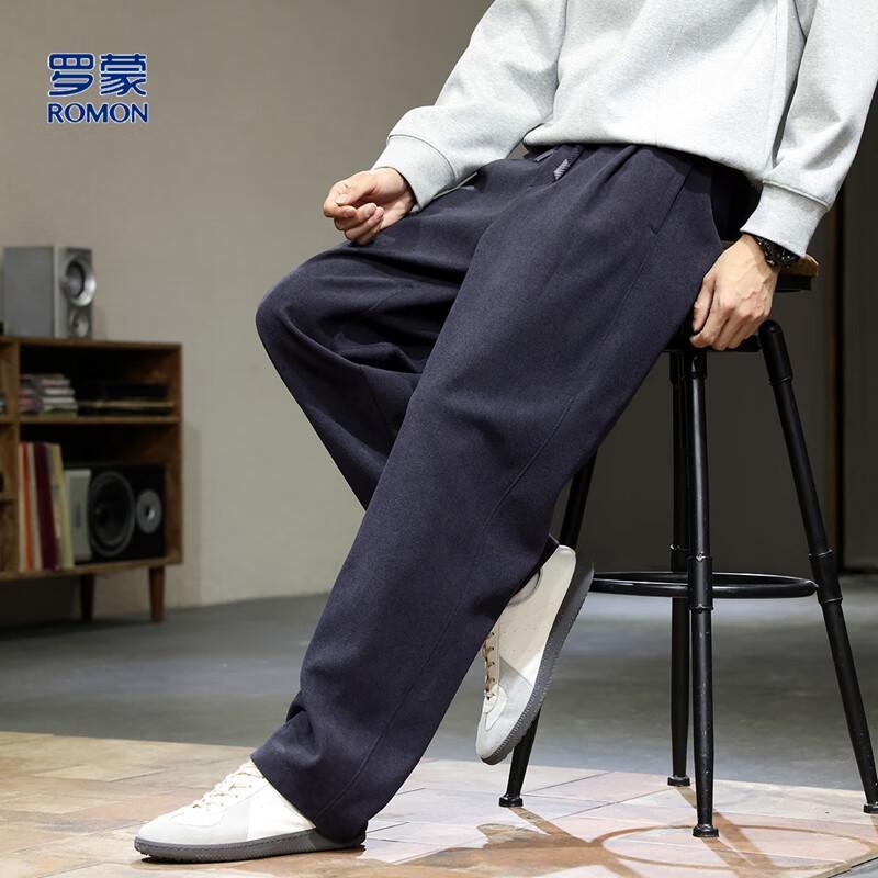 ROMON Men's Wool Blend Loose Fit Warm Casual Pants