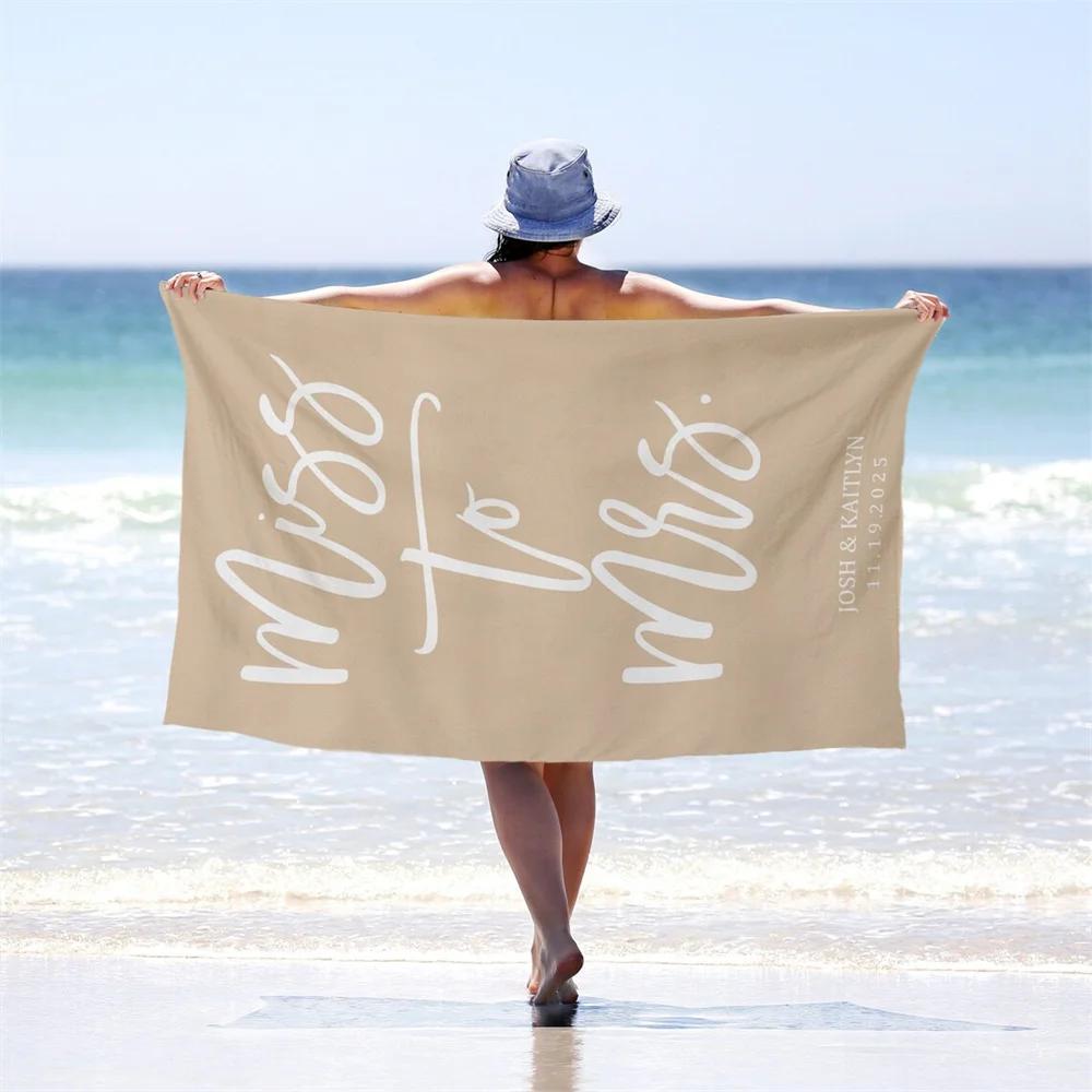 1pcs Mr & Mrs Beach Towel Custom Name Beach Towel Honeymoon Gift Summer Lovers Summer Vibe Wedding Gift Personalized Beach Towel