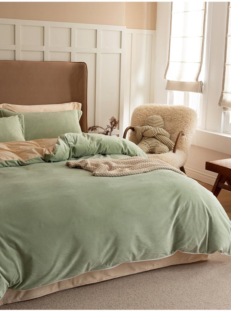 Mei Yun Ge High Weight Dove Velvet Double Splicing Warm Rolling Edge Craftsmanship Color blocked Single Duvet Cover