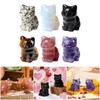 Crystal Gemstones Carved Cats Figurines Animal Sculpture Kitten Cats Statue Crystal Cats Lover Gift Ornament Home Decors