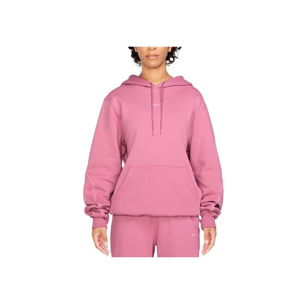 Nike Solid Color Hooded Pullover Loose Long Sleeve Sweatshirt Unisex Sweatshirt Pink FN7659-667