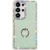 For Samsung Galaxy S24 Ultra Case with Ring Kickstand Rhinestone Edge TPU+PC IMD Phone Cover