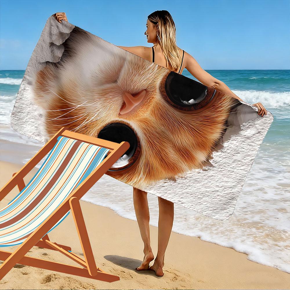 Adorable Cat Face Beach Towel A must-have beach towel for beach travel