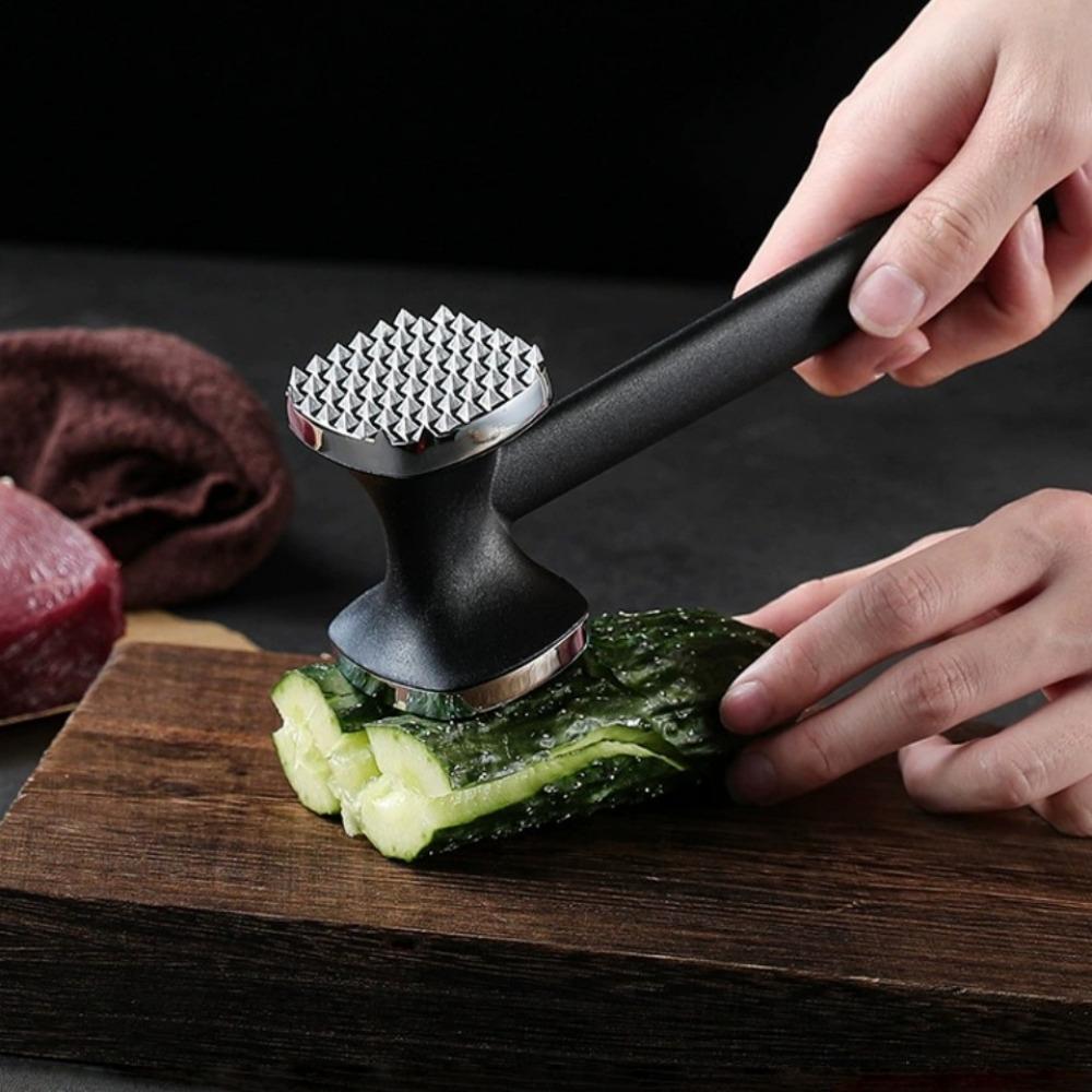 Double Sided Square Meat Hammer Metal Material with Comfort-Grip Handle Effortless Pounding Beef Kitchen Meat Tenderizer Tool