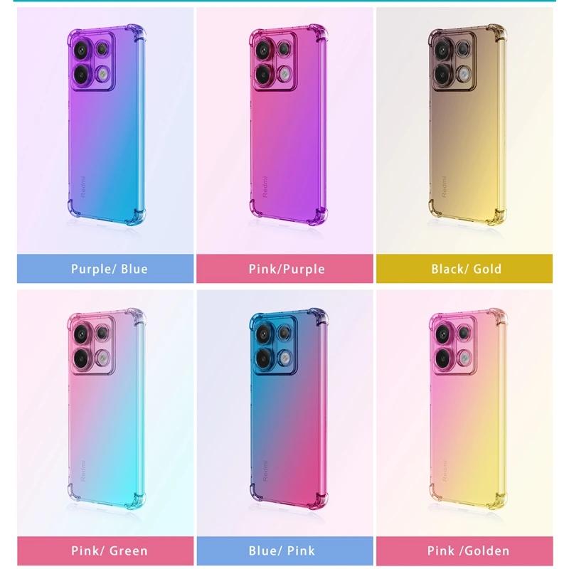 Shockproof Gradient TPU Case for Xiaomi Redmi Note 13 Pro Plus Note 12 12S 11 11S 10S 10 Protective Cover Fundas Coque Capa