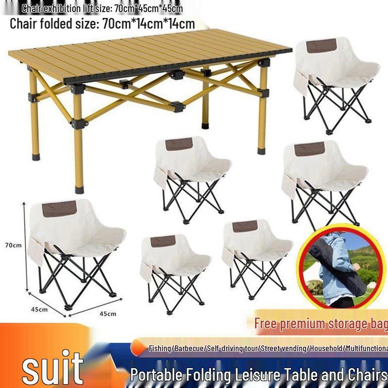 Portable Outdoor Folding Chair & Table Set with Backrest for Camping & Home Use
