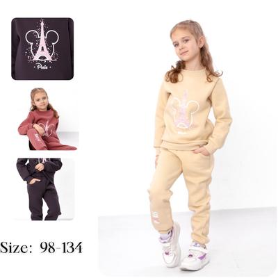 Set – Mädchen Sweatshirt und Hose mit Paris-Print, Bequeme Passform, Winter 6063-025-33-5-1 HC