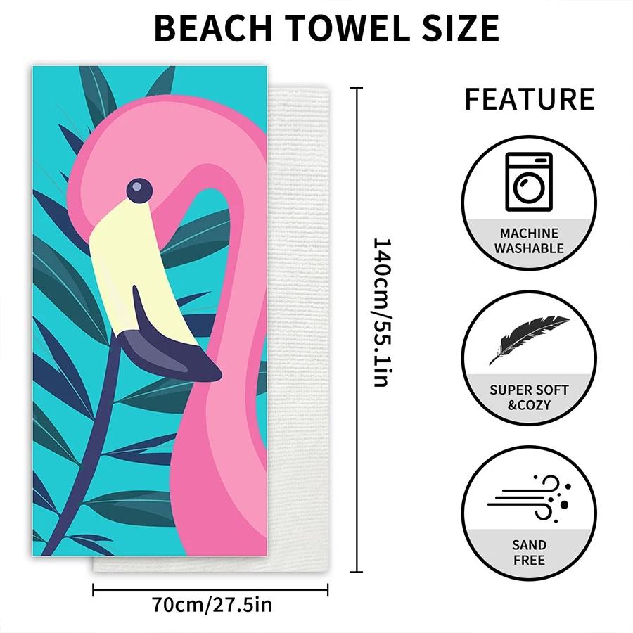 1 Microfiber Printed Beach Towel Sunscreen Adult Travel Absorbent Quick Dry Beach Towel Mandala Flamingo Pattern