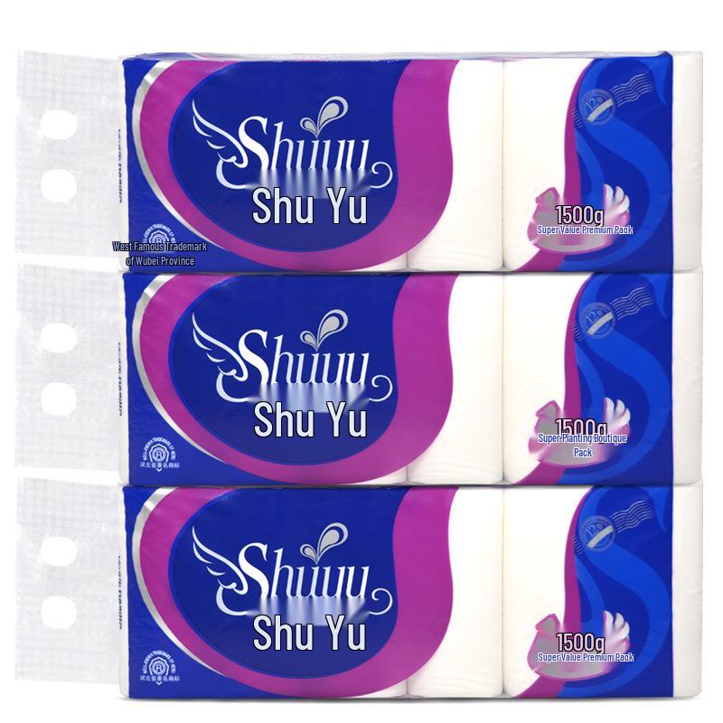 Shuyu Virgin Wood Pulp Coreless Toilet Paper, 12 Rolls (1500g, 2 Packs)