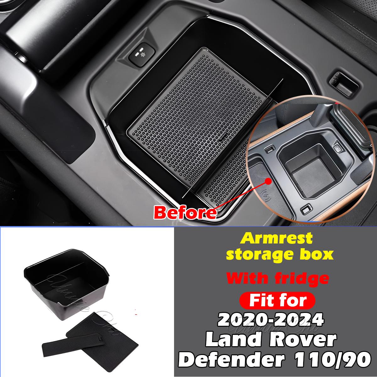 

For Defender Center Storage Box Organizer For Land Rover Defender 90 110 Parts -2024 Armrest Compartment Tray Door Pocket With fridge