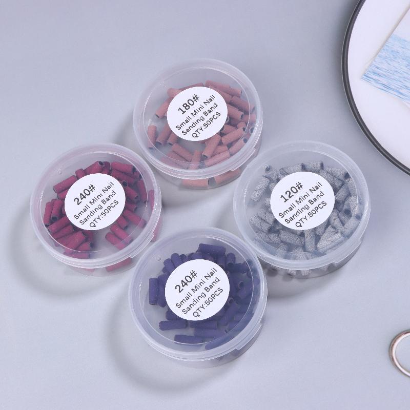 50 Pcs 3.1Mm Mini Nail Sanding Bands Uv Gel Acrylic Polish Remover Nail Tool Set 120/150/180/240 Grit
