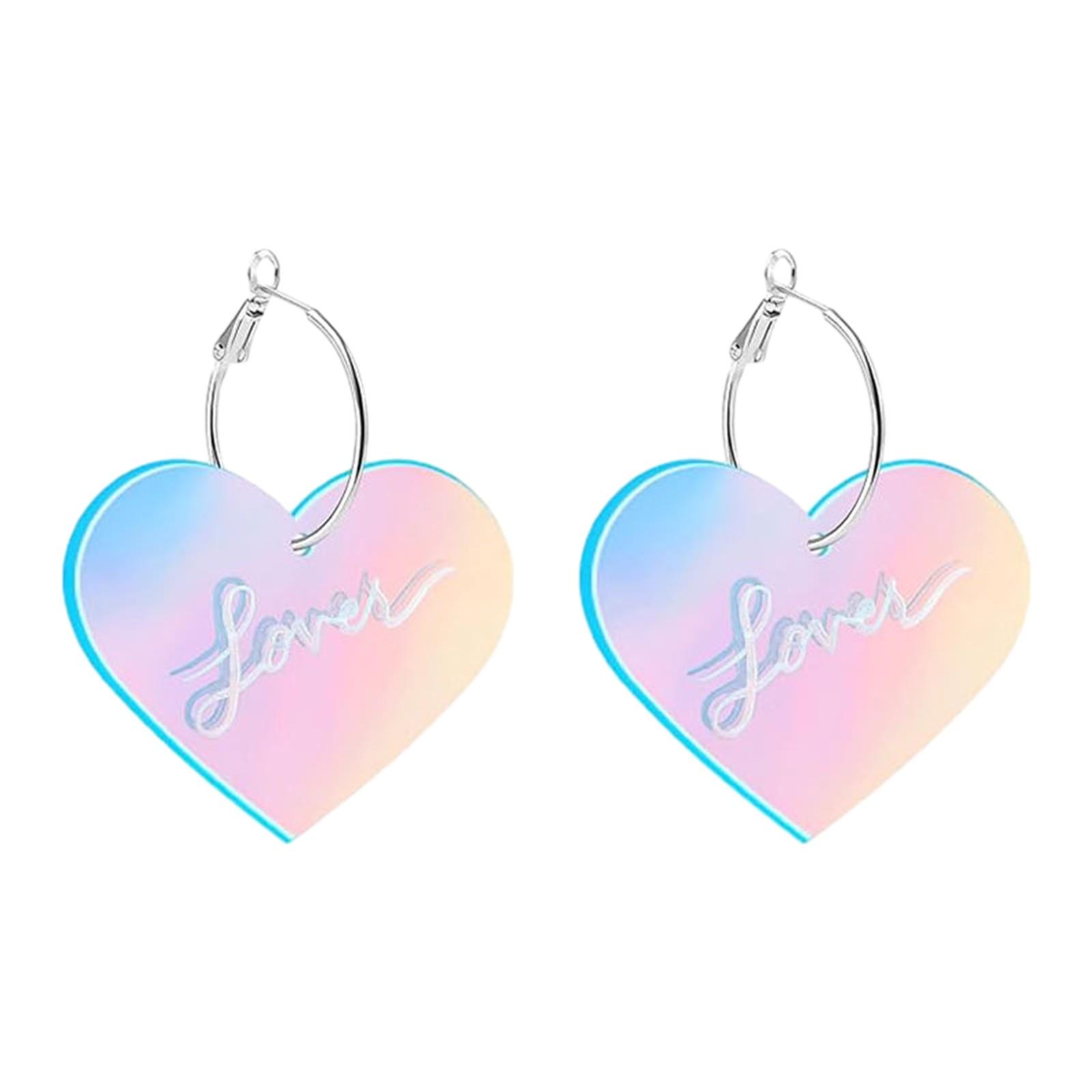 

Heart Shaped Dangle Earrings Lightweight Acrylic Material Fashion Jewelry for Women and Girls Suitable for Daily Wear and Special Occasions One Size