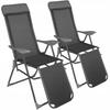 2 X Foldable Garden Chair Sun Lounger With Headrest And Footrest