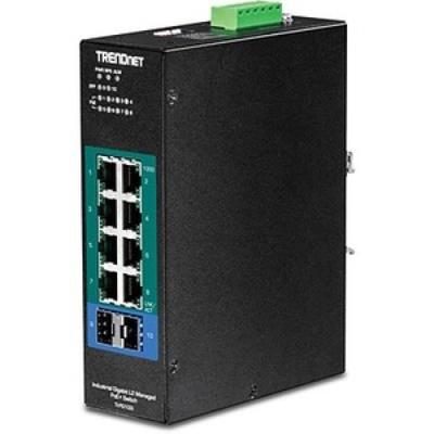 Trendnet 10-portový priemyselný gigabitový L2 spravovaný PoE+ DIN lišta 24-57V čiernySmerovač, Wifi, Sieťový 10-PORTOVÝ PRIEMYSELNÝ GIGABITOVÝ L2