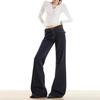 Retro Anti-Fade Denim Blue Low-Rise Micro-Flare Jeans with Irregular Design