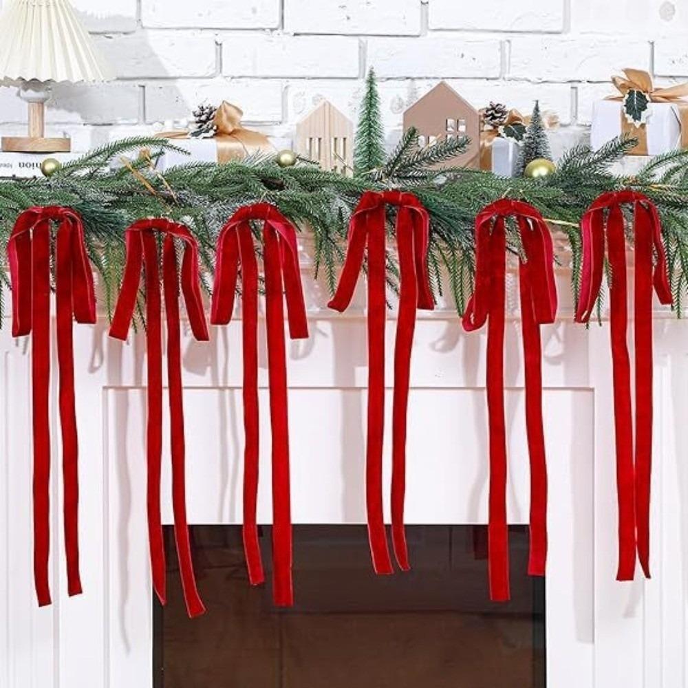 6pcs/set Christmas Gift Velvet Bows Vintage Velvet Ribbon Bow New Christmas Tree Bows