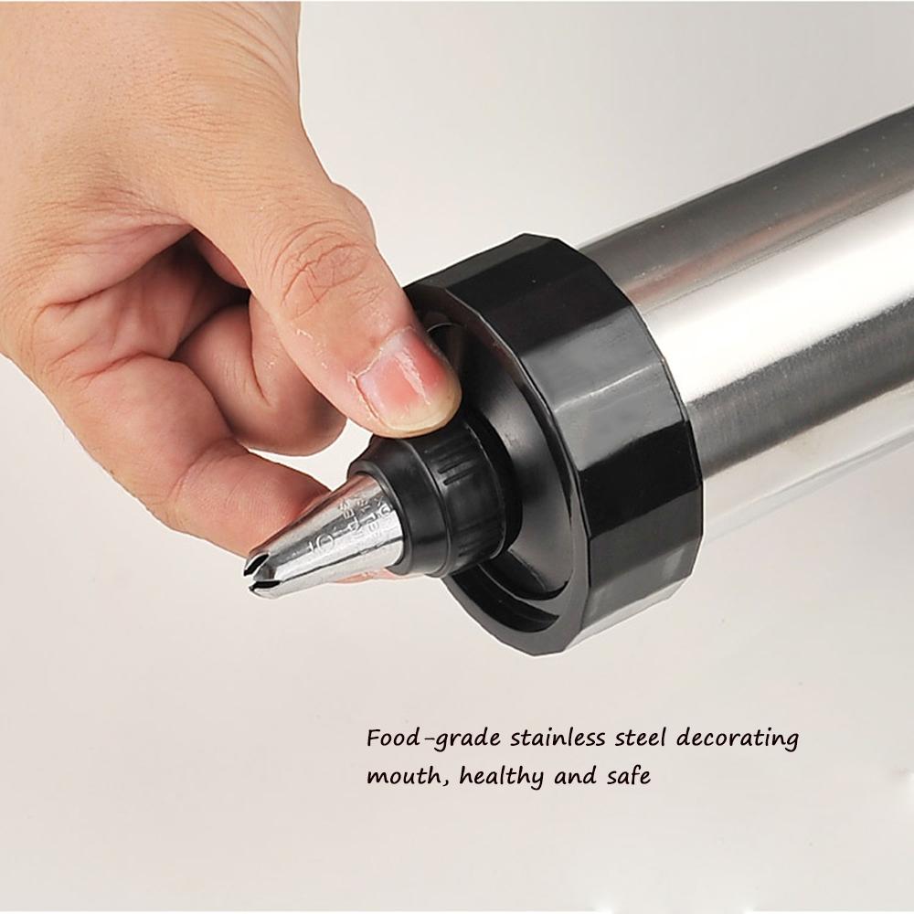 DIY Manual Cookie Press Maker Machine Gun,Stainless Steel Piping Nozzles Biscuit Make Cake Decoration Tools,Decorating Squeezing