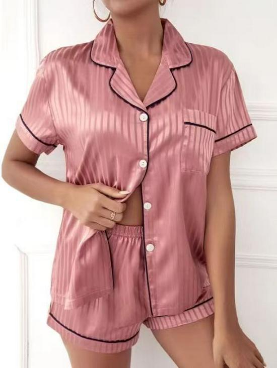Women's Sexy Print Short-Sleeve Homewear Set - Comfortable Spring/Summer Shorts