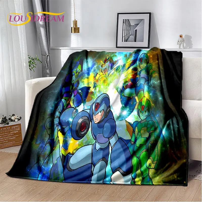 Rockman Megaman Game Cartoon Soft Plush Blanket,Flannel Blanket Throw Blanket for Living Room Bedroom Bed Sofa Picnic Cover Kids