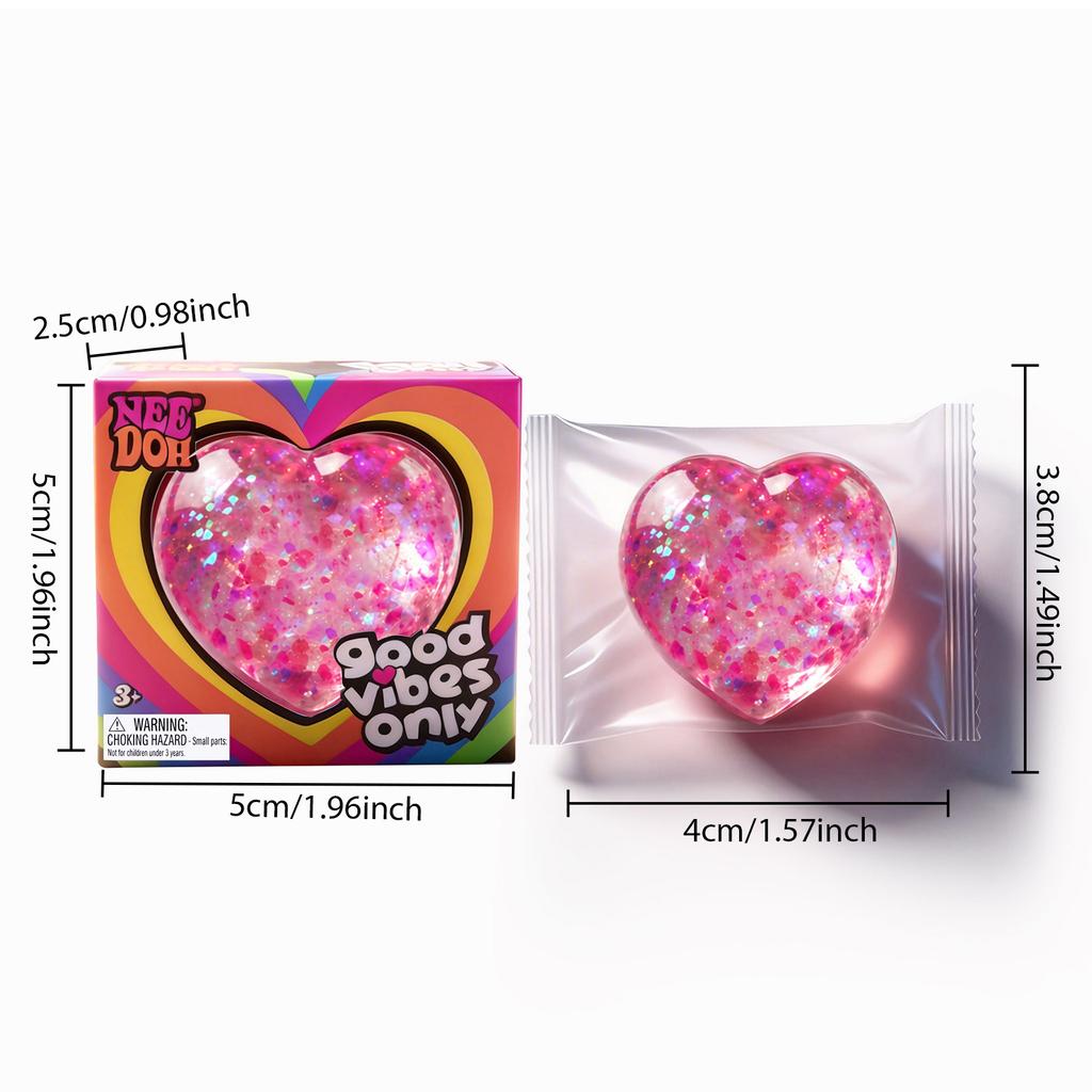 Buntes Knet-Herzspielzeug Stressabbau Sensorisches Fidget-Spielzeug Handflächen-Dekompressionsball Weiches TPR Squishy Für Erwachsene Mini-Partygeschenk