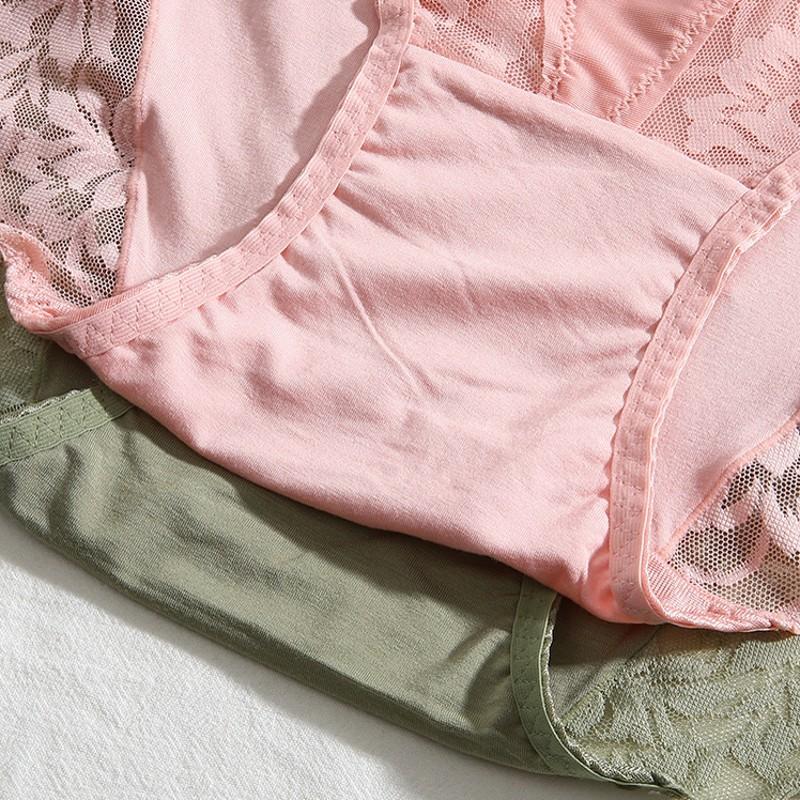 Plus Size Sexy Lace Seamless Panties High-Rised Mesh Briefs Soft Breathable Underpants Lightweight Underwear