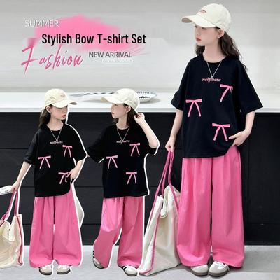 Set Elegante T-shirt Estiva e Pantaloni a Gamba Larga da Bambina 2026