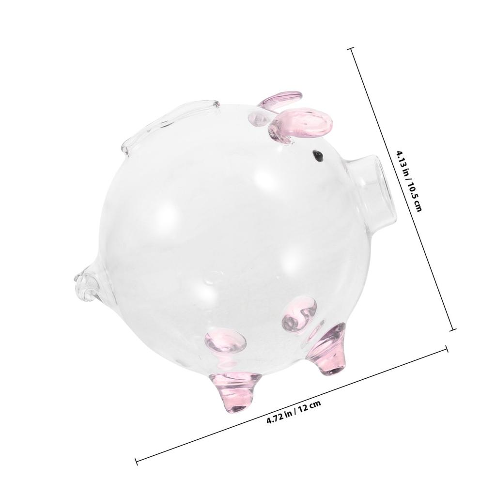 Glass Piggy Bank Clear Transparent Pig Shaped Money Pot for Birthday Gift Decorative Saving Jar Desktop Coin Box