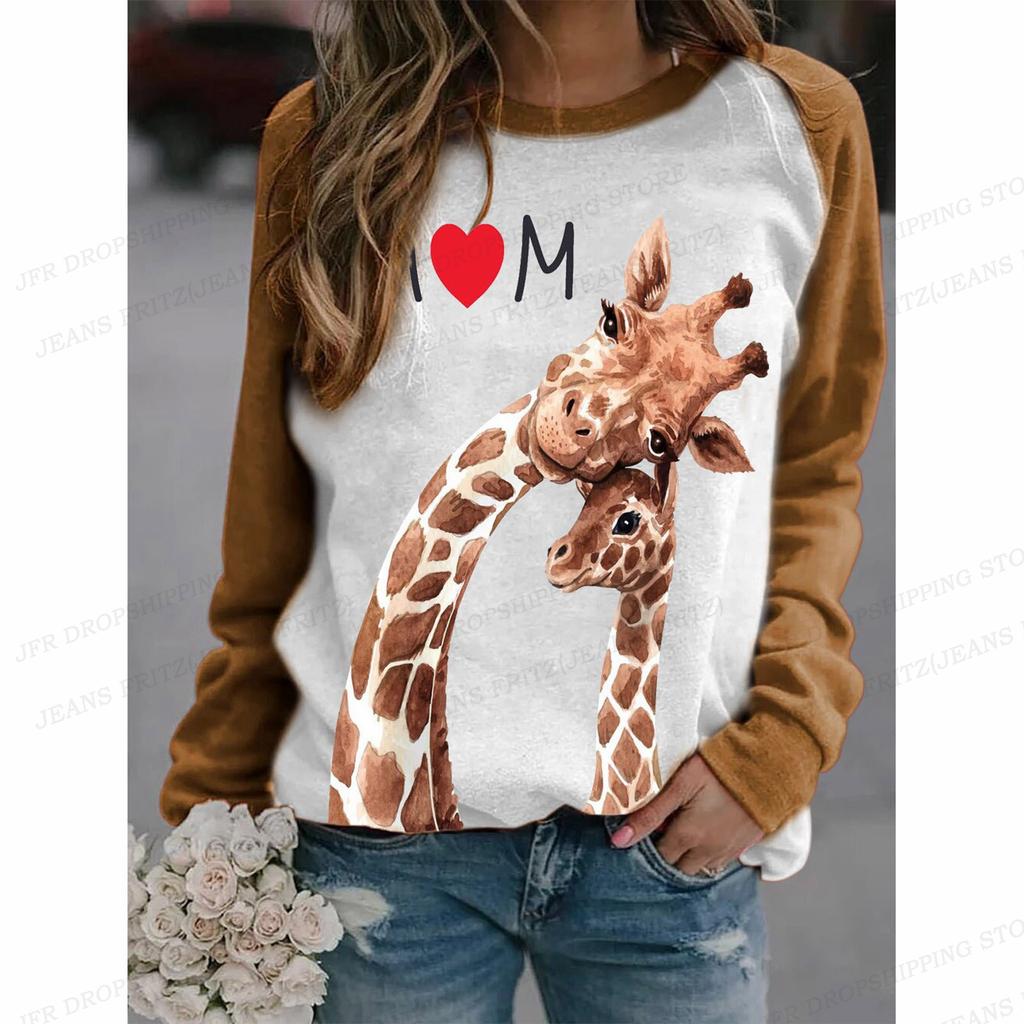 Lustiger Hühner-Hoodie Langarm Rundhals Sweatshirts Tier-Hoodie Giraffe Moletom Kawaii Hoodies Sweatshirt Herbstmäntel