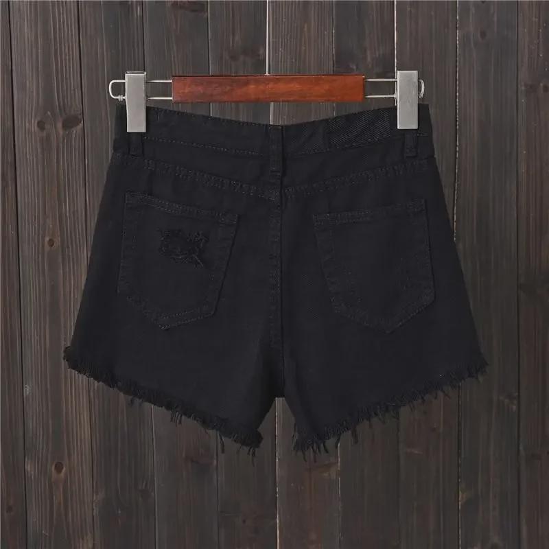 Plus-Size Ripped Button-Down Denim Shorts - Korean Style Wide-Leg Summer Hot Pants with Frayed Hem