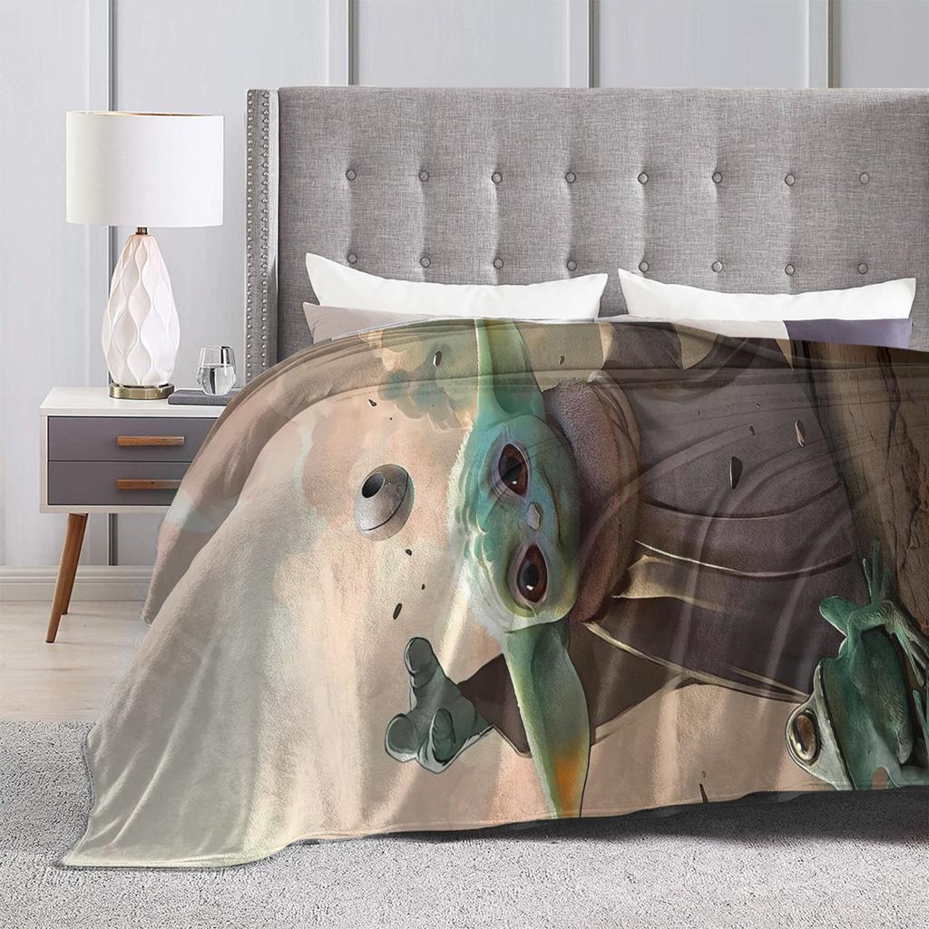 Cute Baby Yodas W-Warss Film Blankets Flannel S-Stars Soft Throw Blanket for Bedroom Sofa Bedspread