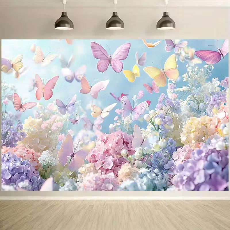 

This 2D spring celebration background fabric is perfect for parties, birthdays, and other occasions. 47.2x31.5inch/120*80cm