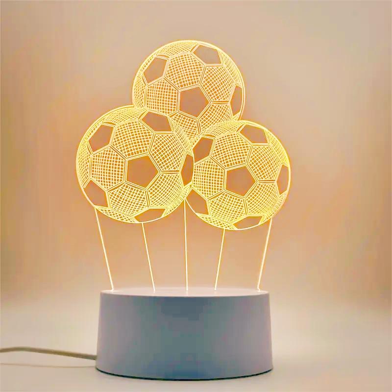 

3D футбол спорт ночник USB вилка спальня прикроватная креативная настольная лампа подарок для спортивного энтузиаста украшение ночник WHITE жёлтый
