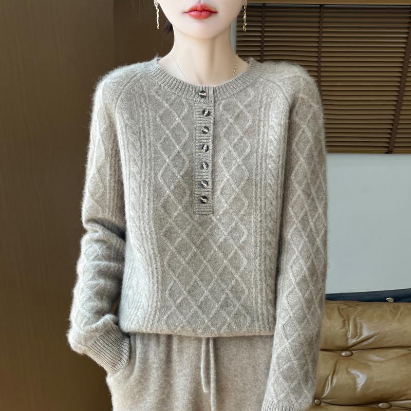 

Женский свитер 100% шерсть TIDENOVEL с круглым вырезом вязаный пуловер толстые зимние джемперы женские вязаные топы L верблюд