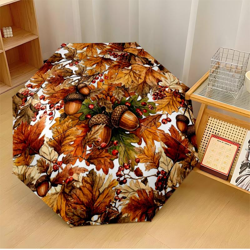 

Autumn Harvest Wreath Printed umbrella windproof folding umbrella portable sun and rain umbrella suitable for gifting