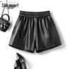 Women's High-Waisted Faux Leather Wide-Leg Shorts