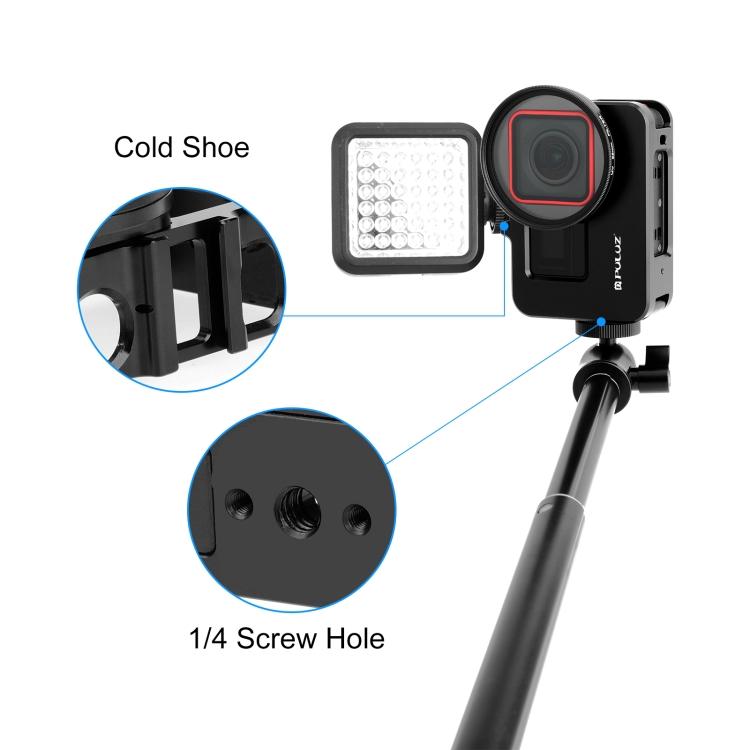 For Insta360 Ace Pro / Ace PULUZ Metal Cage Adapter Frame with 52mm UV Filter & Adapter Ring (Black)