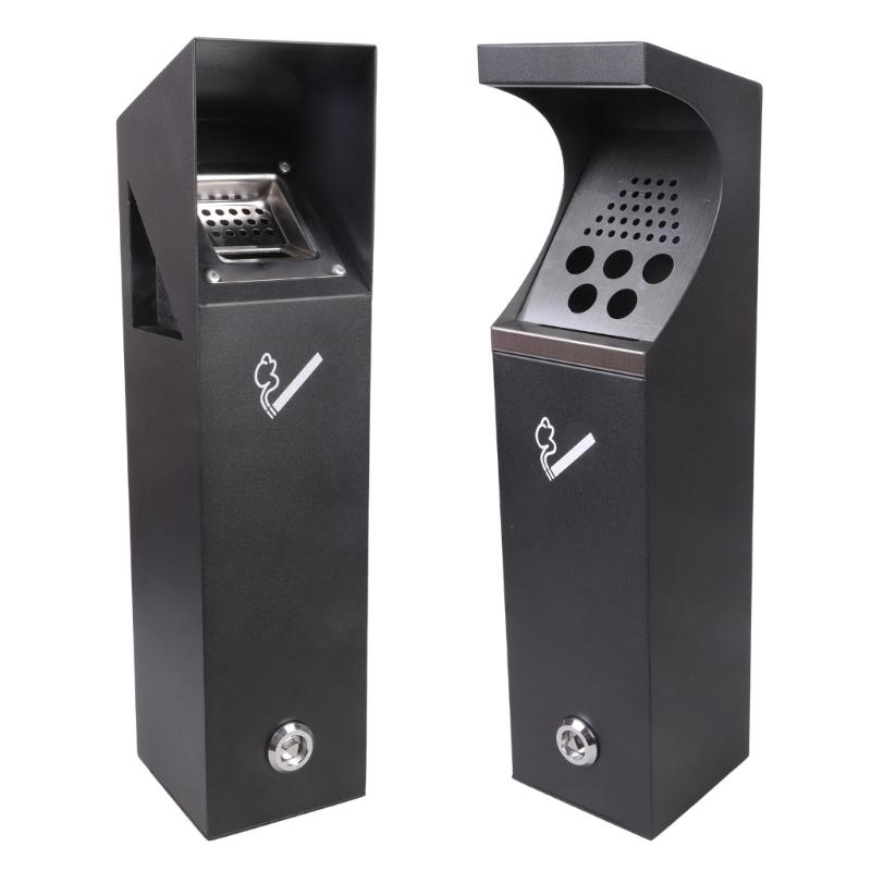 Outdoor Mounted Waste Receptacle Featuring Bottom Release Mechanism Metal Easy To Wipe Install With Provided Screws