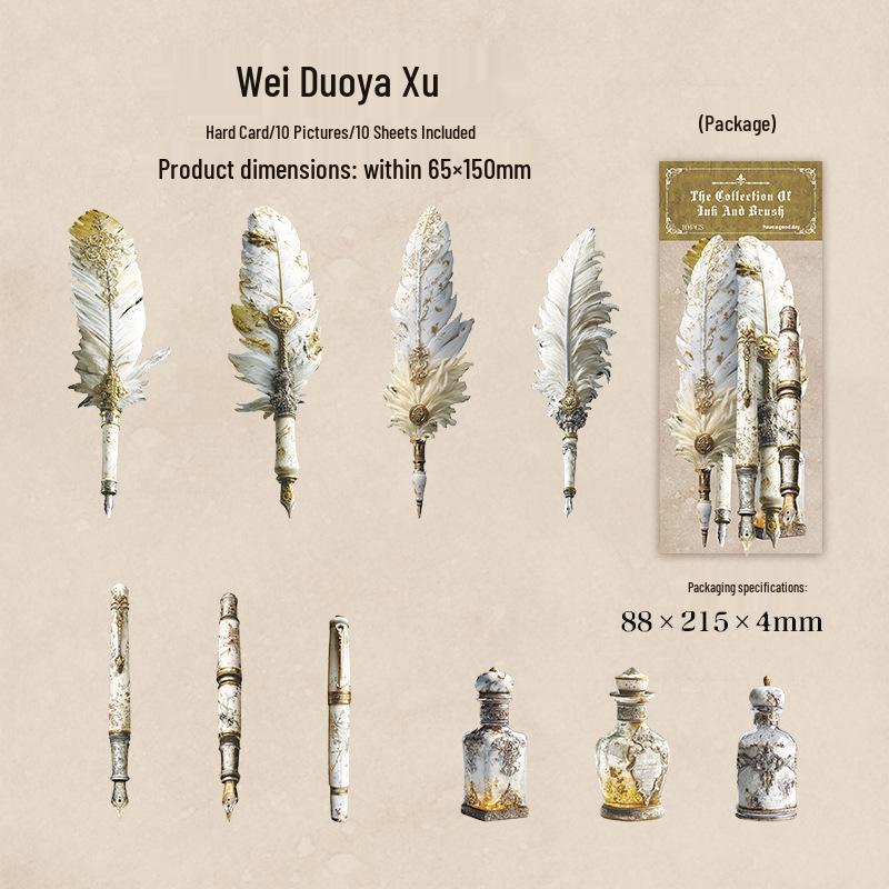 Beautiful Day Retro Pen & Ink Collector Series: Feather Decor Planner Sticker Pack - 6 Types