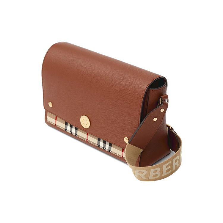 Burberry Note Vintage Fashion Letter Logo Adjustable Wide Shoulder Strap Plaid Leather Messenger Bag Women Bags Brown 80211111