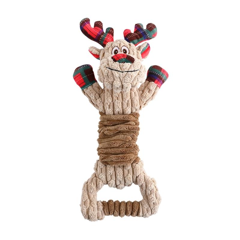 Christmas Dogs Toy Bites-Resist Stuffed Toy Funny Interactive Elasticity Dogs Chew Toy for Outdoor Dogs Tooth Molar Tool